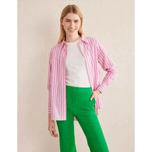 NWT Boden Oversized Cotton Shirt striped pink